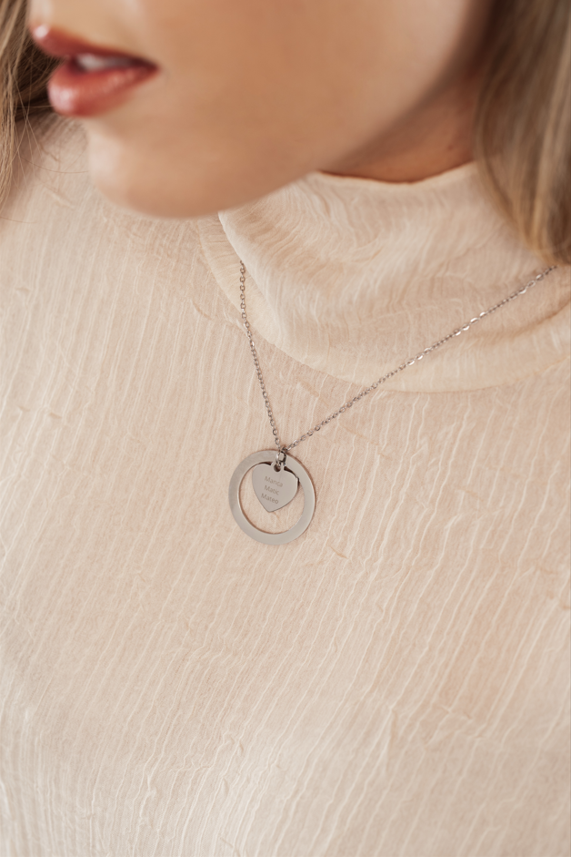 'Family' Heart Circle Necklace