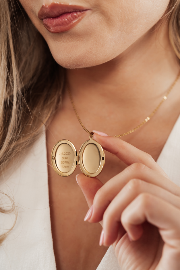 'Baby Metrics' Oval Locket Necklace